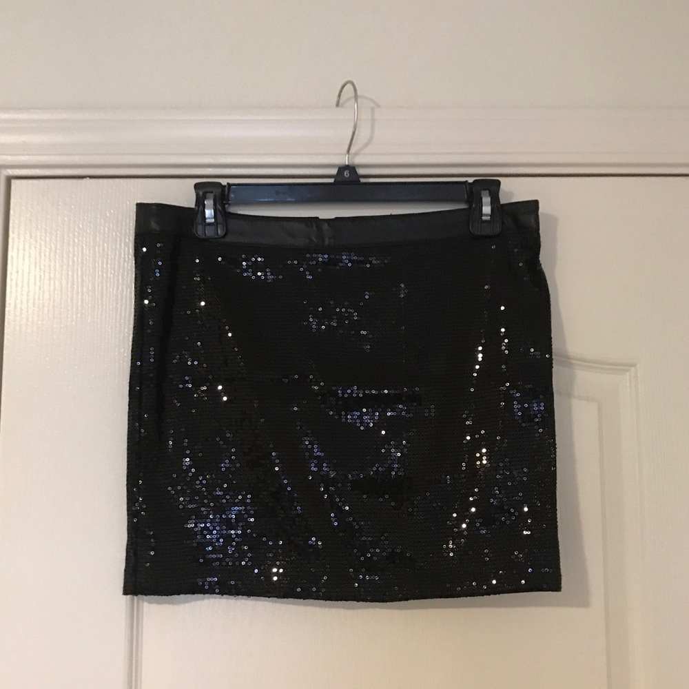 Black Sequin Mini Skirt